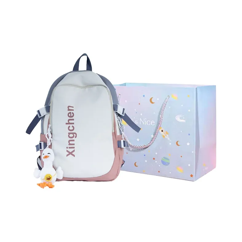 GOX Nylon Backpack Regular Unisex Peacock Blue & Orange White/Orange & Blue White/Light Blue & Pink White/Black-3
