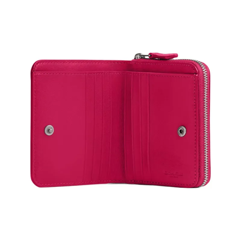 COACH Billfold Wallet Calfskin Wallet Mini Women's Dragon Fruit Red-2
