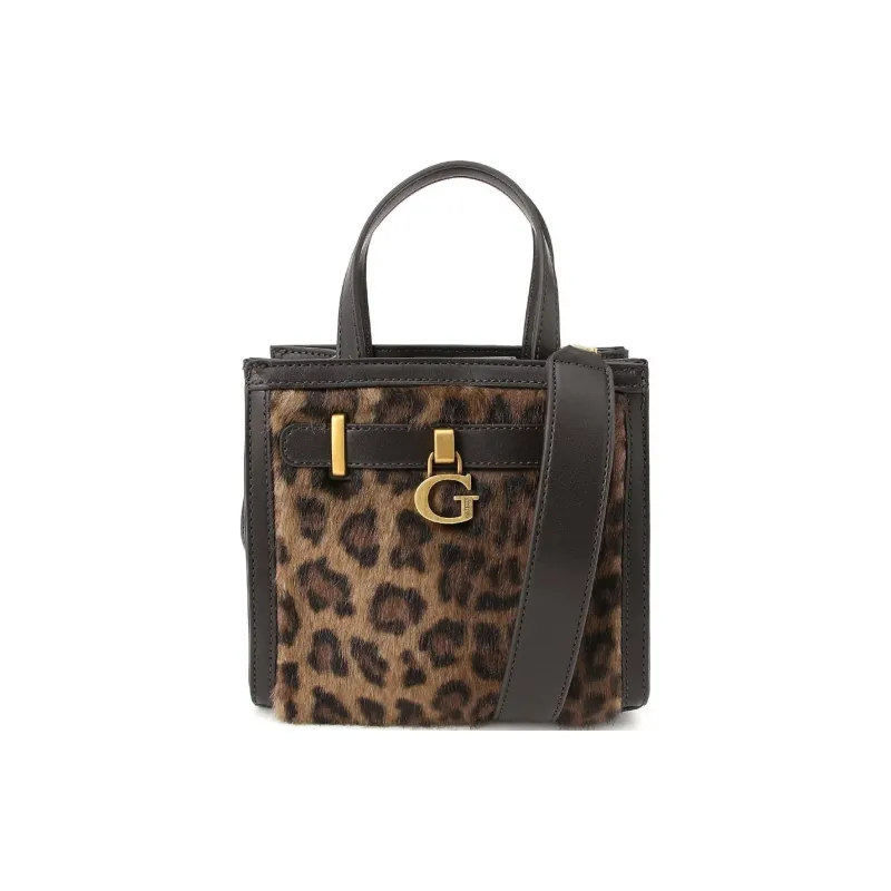 GUESS Polyester With Polyurethane Tote Bag Shopping Bag Portable Crossbody Bag Shoulder Bag Mini Women's Leopard-1