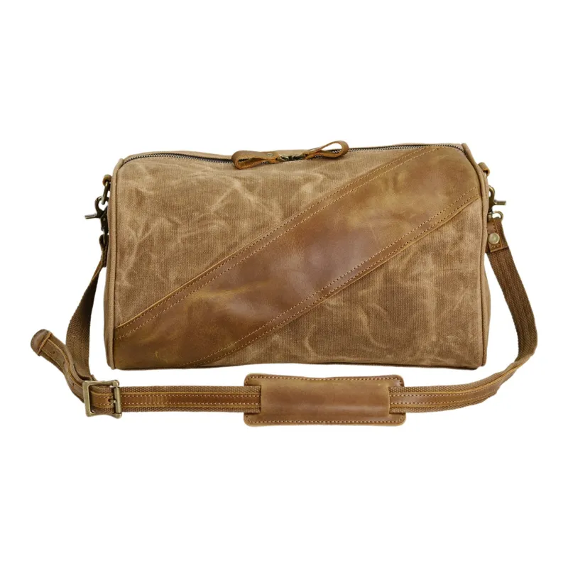 TTaG．baG Leather With Wax Canvas Shoulder Bag, Crossbody Bag Regular Men's Khaki/Army Green/Dark Gray/Black-2