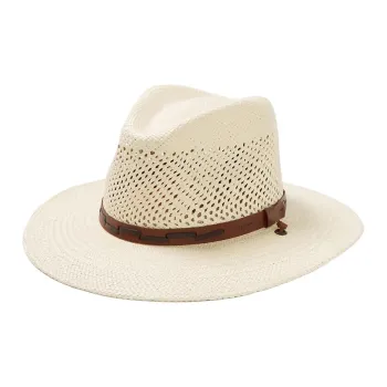 STETSON Straw Leather Sun Protection Hats Men's Beige
