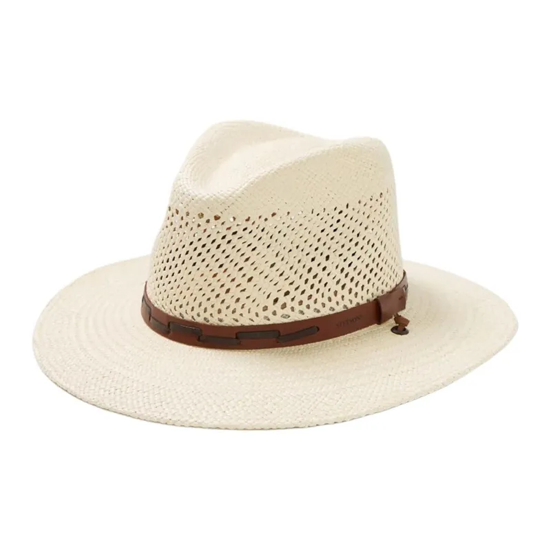 STETSON Straw Leather Sun Protection Hats Men's Beige-0