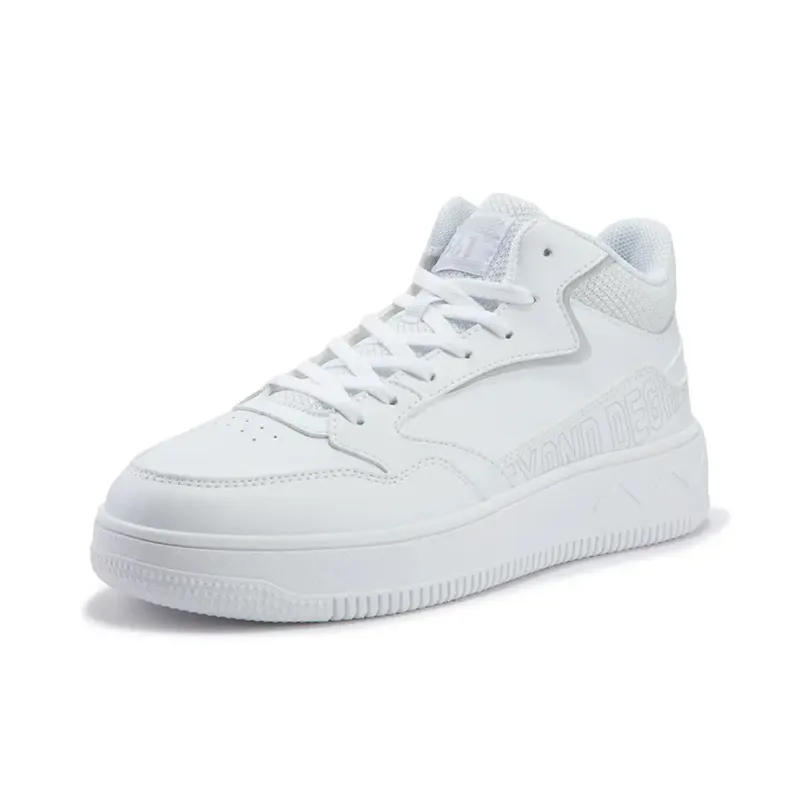 361° Coverage Abrasion Resistant High Top Skateboard Shoes Women's White Gray-1