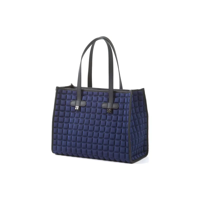 BPRIME 3D Cube Heat-Transfer Fabric Shoulder Bag Crossbody Bag Handbag Large Size Women's Curtain Blue-1