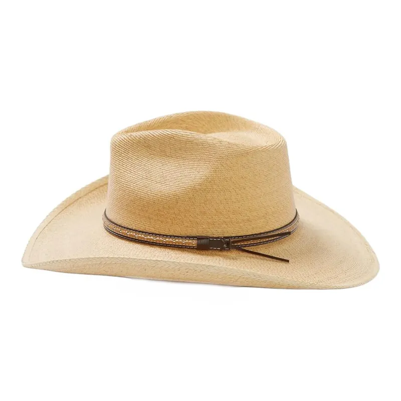 STETSON Palm Leaf Grass Leather Sun Protection Hats Unisex Beige-2