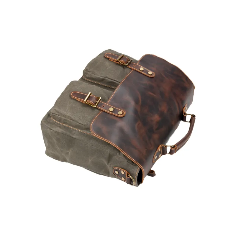 TTaG．baG Waxed Canvas And Cowhide Crossbody One Shoulder Handbag Regular Men's Black/Dark Gray/Army Green/Dark Khaki-6