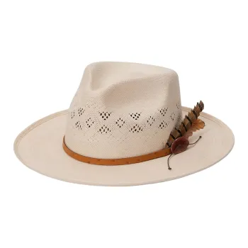 STETSON Silk Agate Stone Fabric Straw Sun Protection Hats Unisex Beige