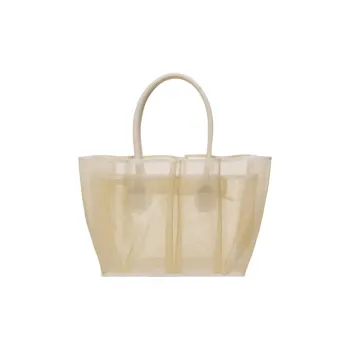 La Milanesa Plastic Tote Bag Shopping Bag Handbag Medium Size Women's Cream
