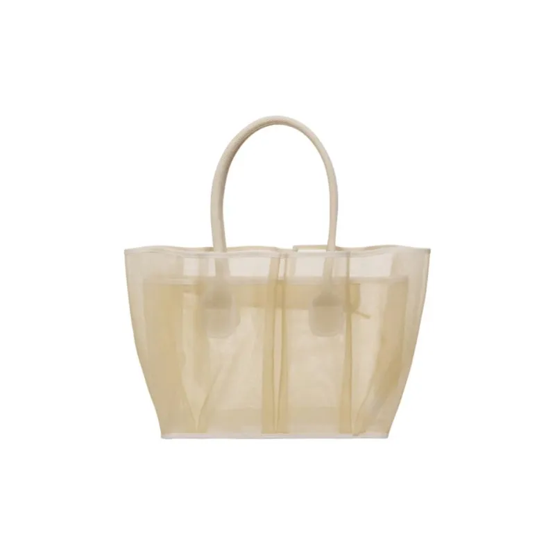 La Milanesa Plastic Tote Bag Shopping Bag Handbag Medium Size Women's Cream-0