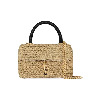 REBECCA MINKOFF Woven Straw Handbag Shoulder Bag Crossbody Bag Unisex Beige