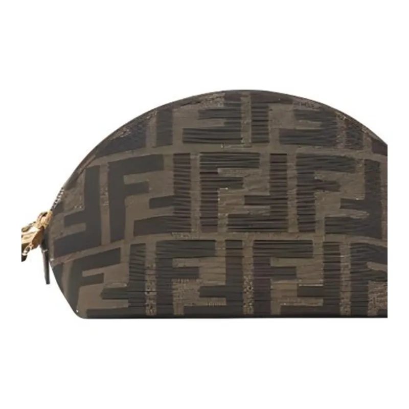 FENDI Baguette Jacquard Fabric Clutch Trumpets Women's Brown-3