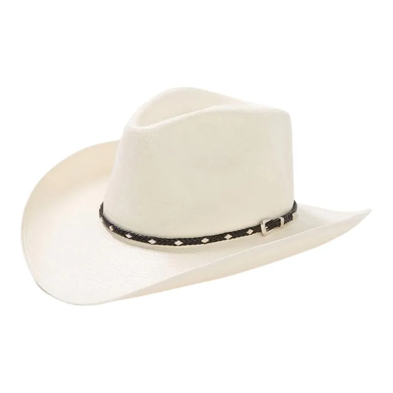 STETSON Straw Leather Denim Sun Protection Hats Unisex White-0