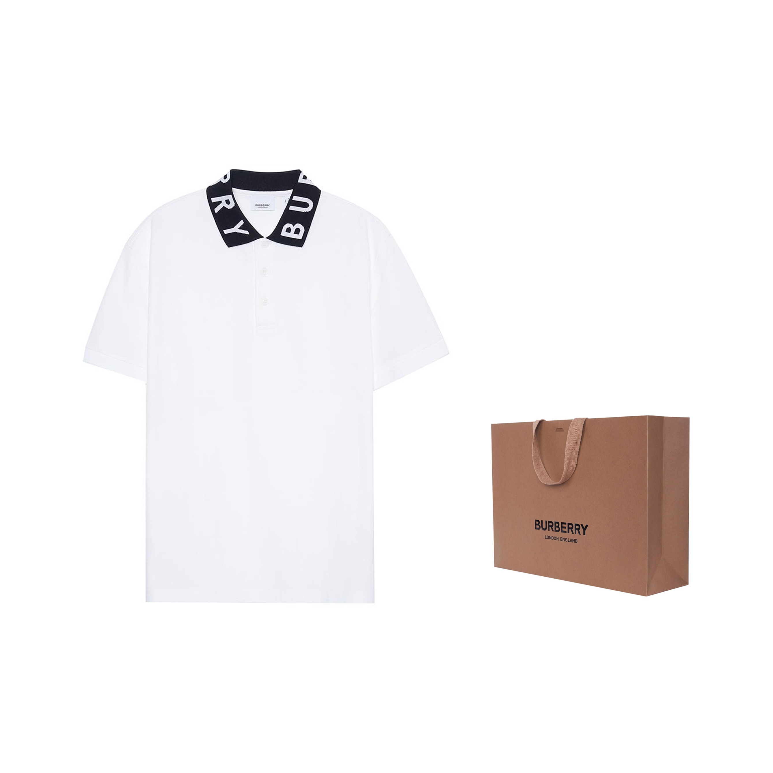 Burberry Ryland Collar Logo Polo White Black POIZON