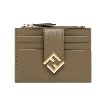FENDI Cow Leather Card Holder Unisex Green