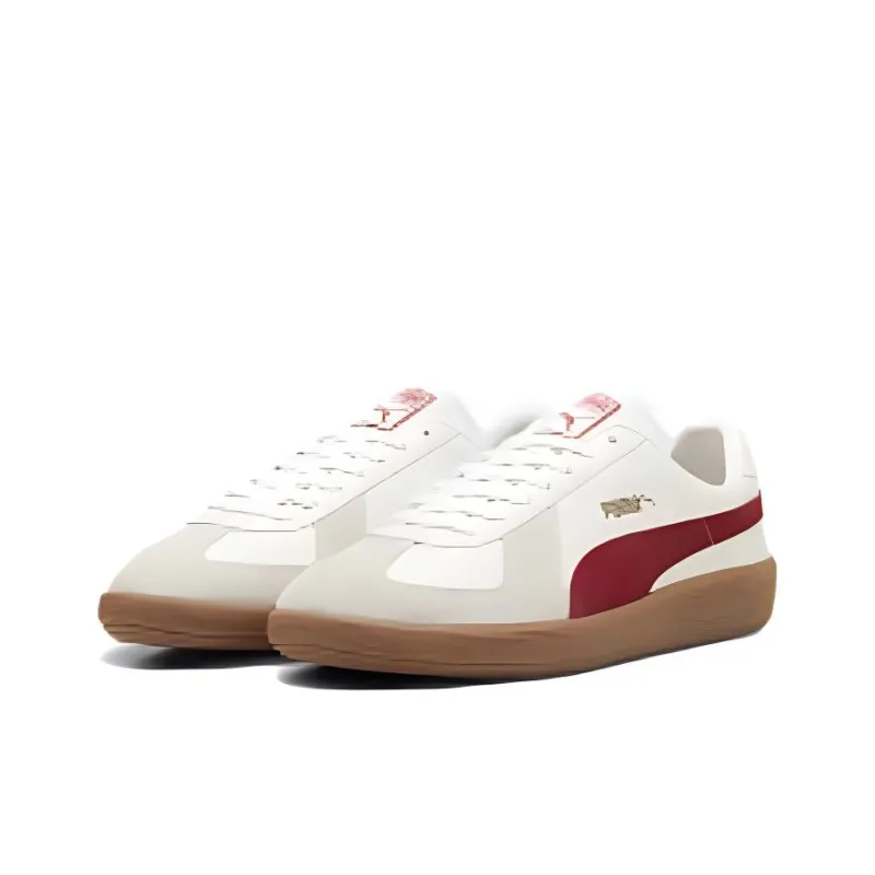PUMA Army Trainer Low-Top Skateboard Shoes Unisex White Red-2