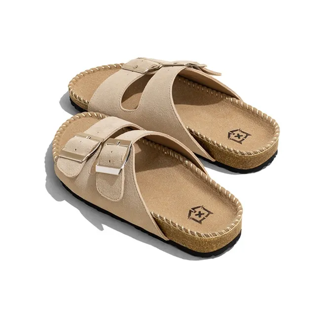 Old Meow Slip Resistant Abrasion Resistant Slide Slippers Women's Khaki-3