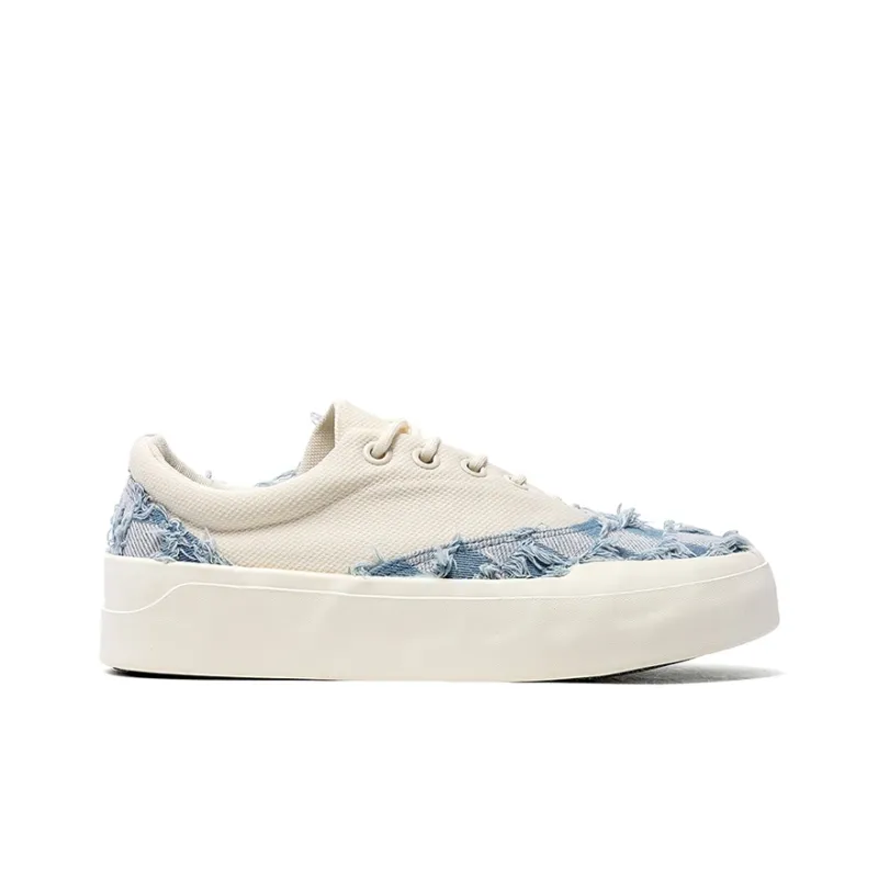 OUBT Niche Frayed Edge Irregular Low Top Canvas Shoes Unisex-1