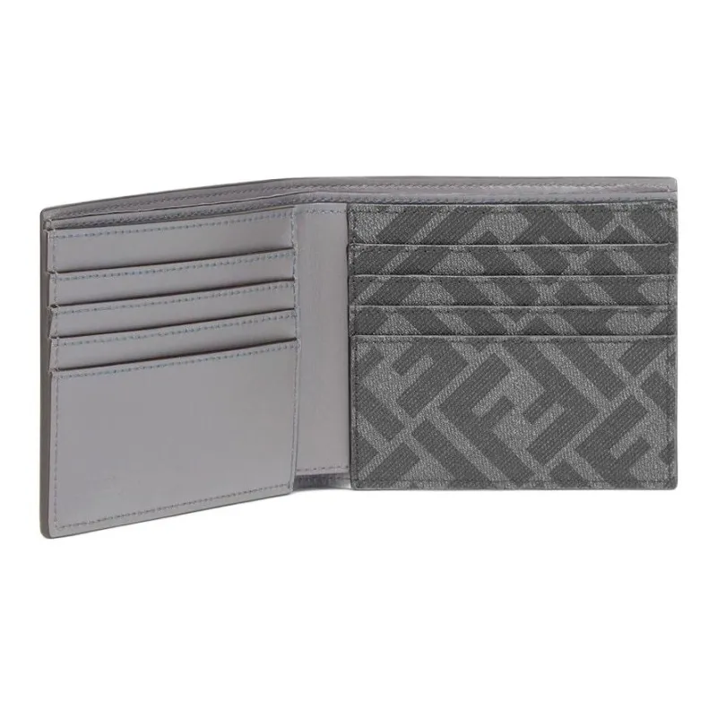 FENDI Leather Wallet Men's Gray-2