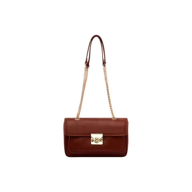 TTaG．baG Waxed Leather Shoulder Bag Women's Brown-0