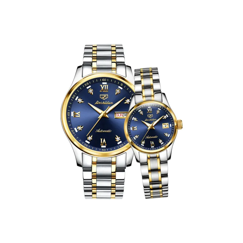 Jin Shi Dun Watch Box For Couples A Pair Mechanical Movement Stainless Steel Watchband Watch Unisex White Dial-21