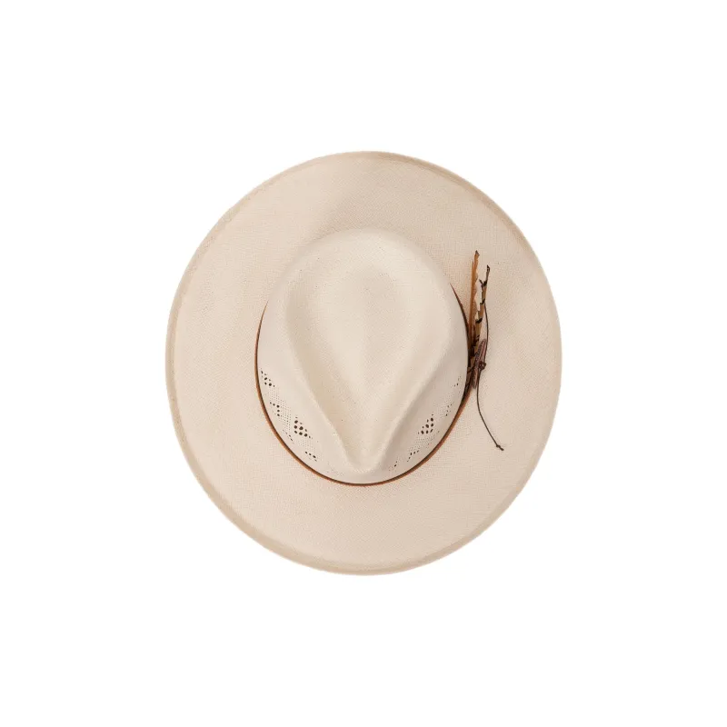 STETSON Silk Agate Stone Fabric Straw Sun Protection Hats Unisex Beige-4