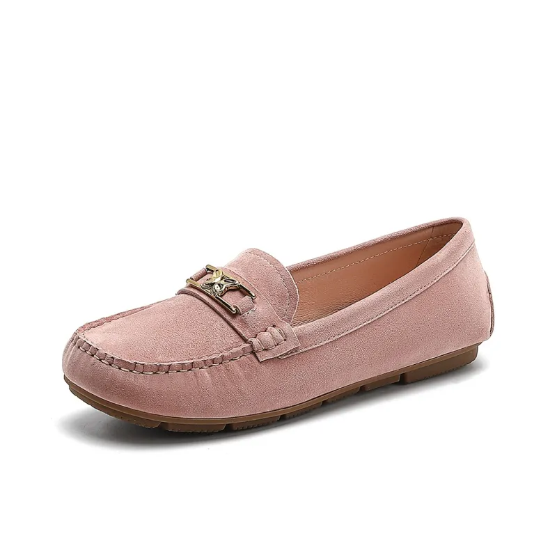 HARSON Gommino Loafers Women's Apricot Yellow/Nude Pink-7