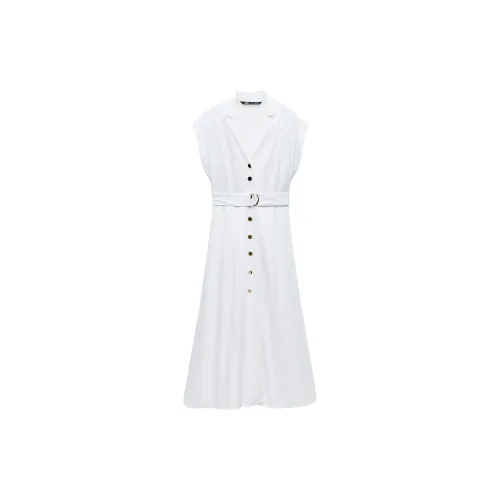 ZARA Short-Sleeved Dresses Women's White