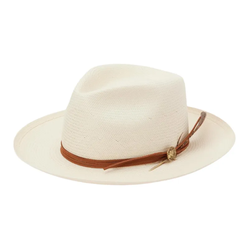 STETSON Straw Leather Sun Protection Hats Unisex Beige-0