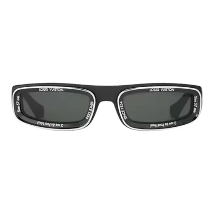 LOUIS VUITTON Nylon Rubber Rectangular Sunglasses Men's Multicolor-1