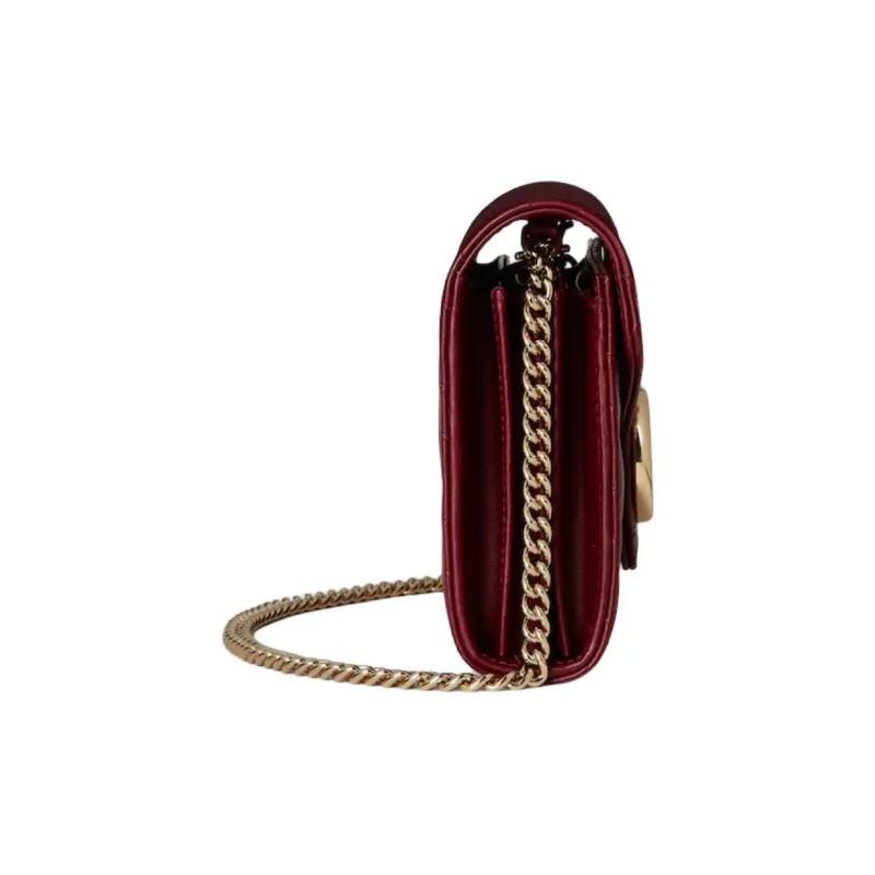 GUCCI GG Marmont Quilted Herringbone Leather Crossbody Bag Shoulder Bag Women's Red-2