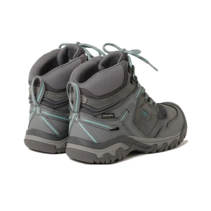 KEEN Ridge Fle Slip Resistant, Abrasion Resistant, Waterproof High Top Outdoor Shoes Women's Gray-4