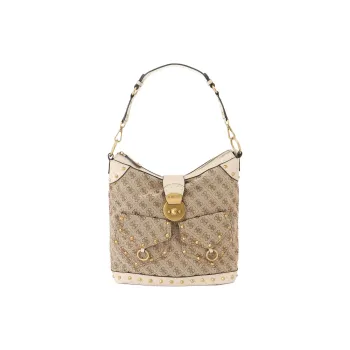 GUESS Polyester Handbag Shoulder Bag Regular Women's Beige