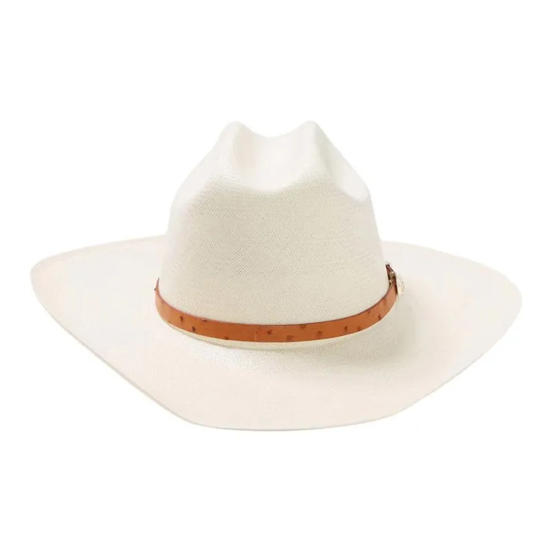 STETSON Straw Leather Sun Protection Hats Unisex Beige-1