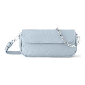 LOUIS VUITTON Monogram Empreinte Embossed Soft Grain Cow Leather Crossbody Handbag Shoulder Bag Women's Blue