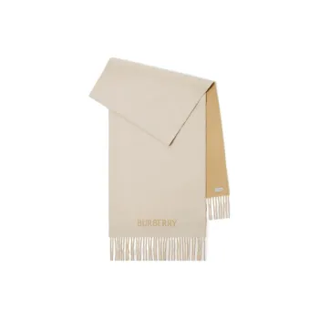 Burberry Logo Embroidered Fringed Scarf