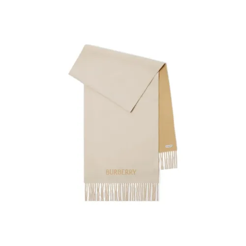 Burberry Logo Embroidered Fringed Scarf
