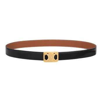 CELINE Medium Reversible Framed Triomphe Belt In Taurillon And Natural Calfskin