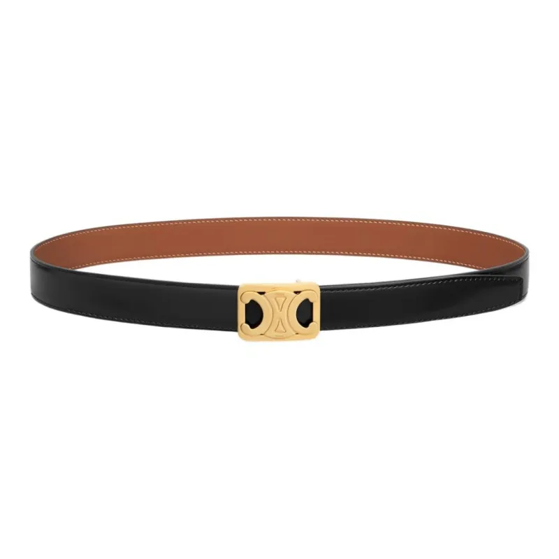 CELINE Medium Reversible Framed Triomphe Belt In Taurillon And Natural Calfskin-0