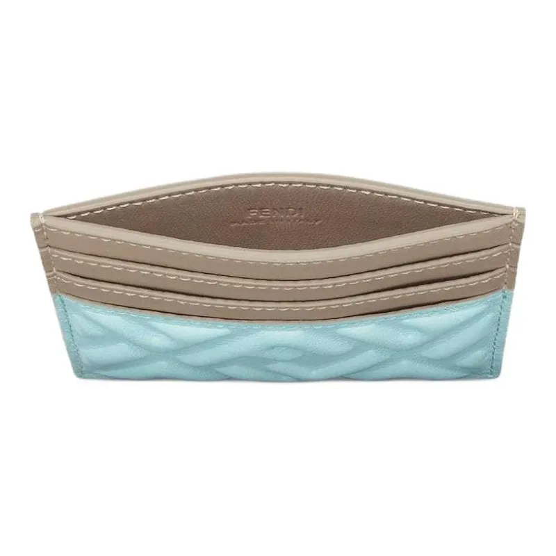 FENDI Leather Card Holder Unisex Light Blue-2