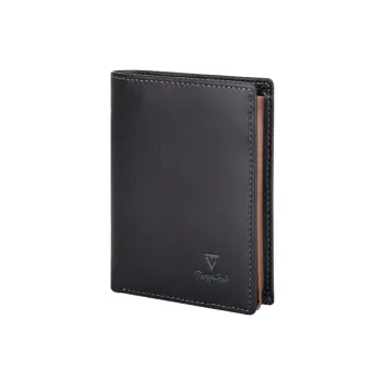 TangGuh Genuine Leather Top Grain Cow Leather Black Wallet With Money Clip Men's