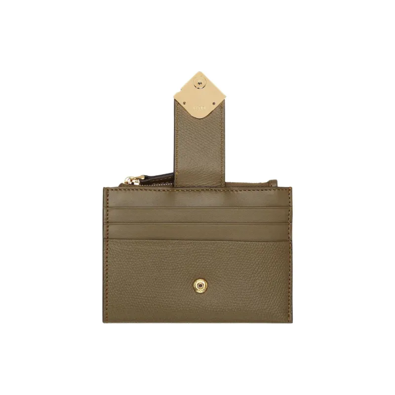 FENDI Cow Leather Card Holder Unisex Green-1