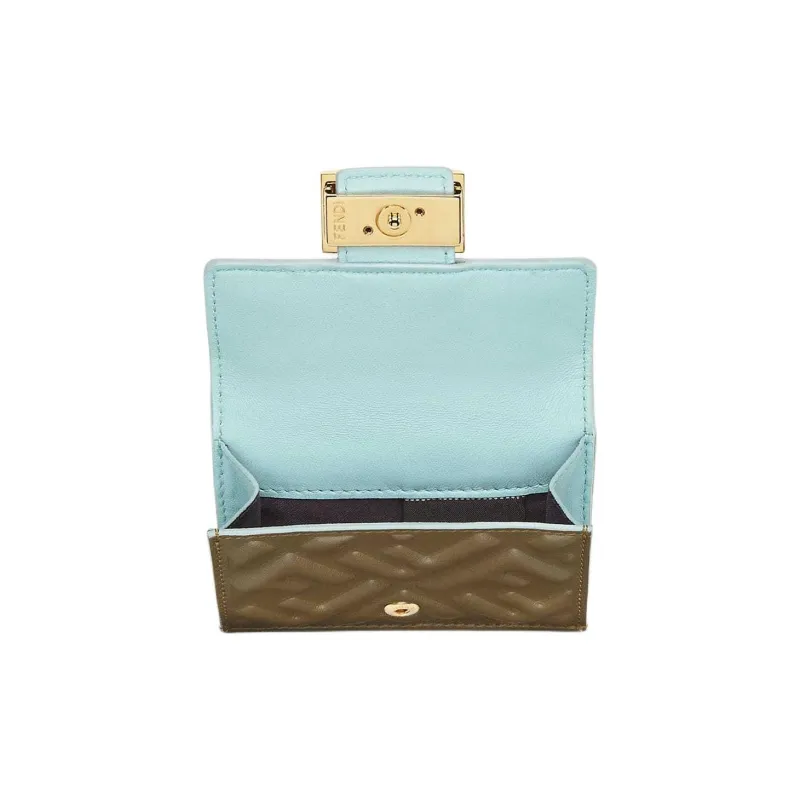 FENDI Leather Wallet Women's Green-2