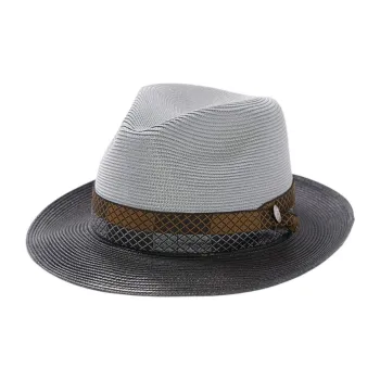 STETSON Straw Cow Leather Satin Sun Protection Hats Unisex Gray Black