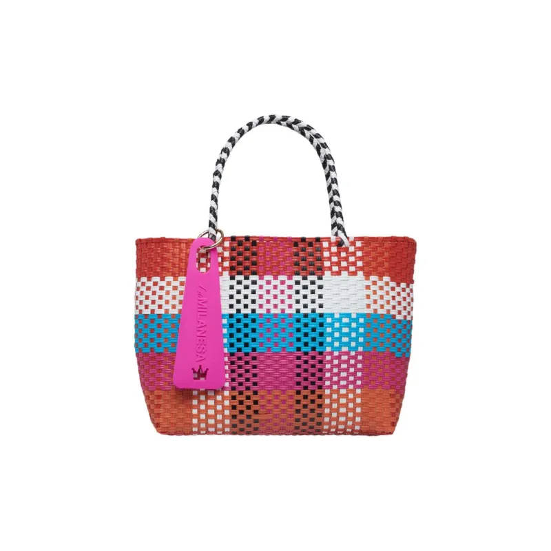 La Milanesa Plastic Tote Bag Shopping Bag Handbag Medium Size Women's Fuchsia And Multicolor-0