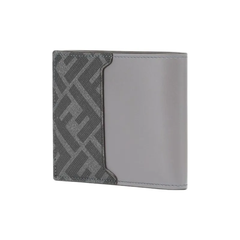 FENDI Leather Wallet Men's Gray-1