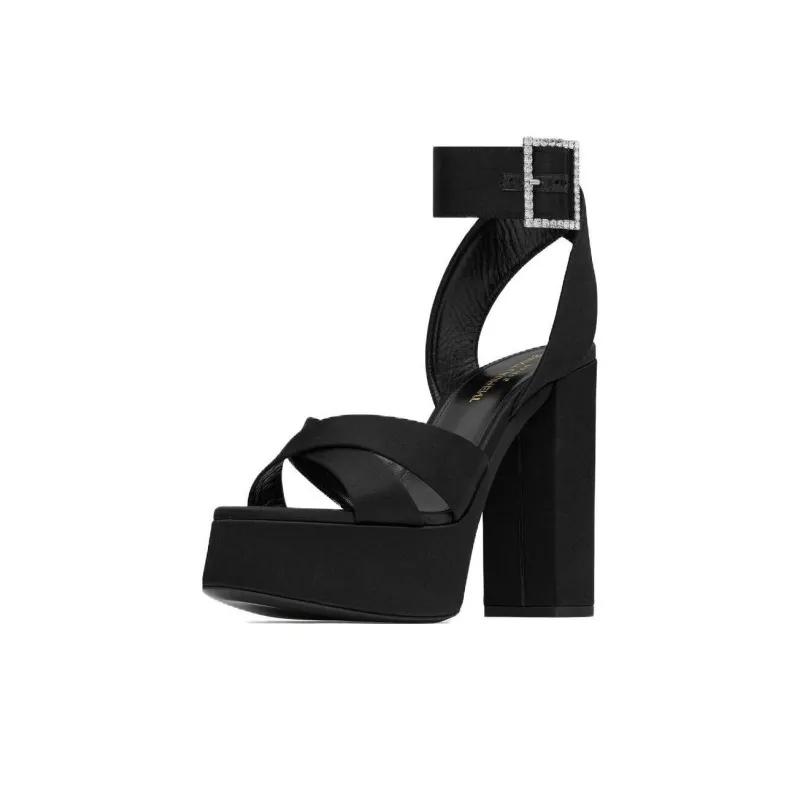 SAINT LAURENT Bianca Platform Sandals Black Women's-2