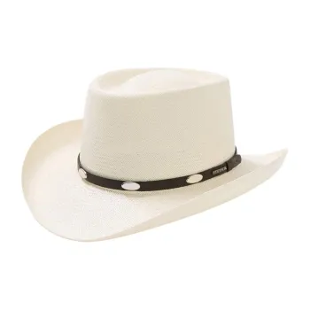 STETSON Straw Straw Genuine Leather Leather Sun Protection Hats Unisex Ecru