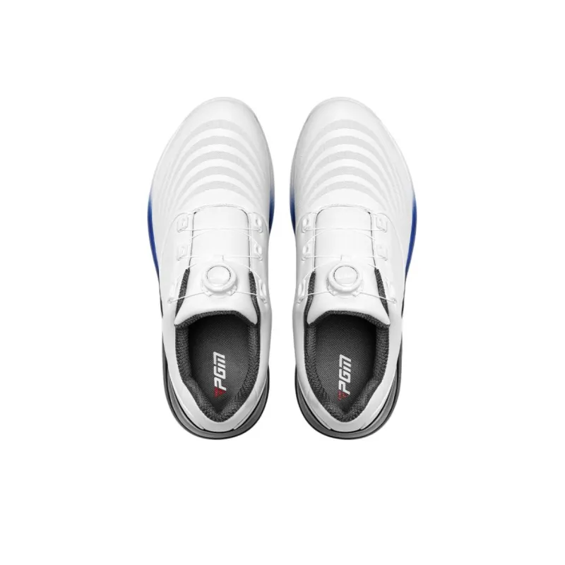 PGM Durable Breathable Low Top Golf Shoes Men's White Black Blue-3