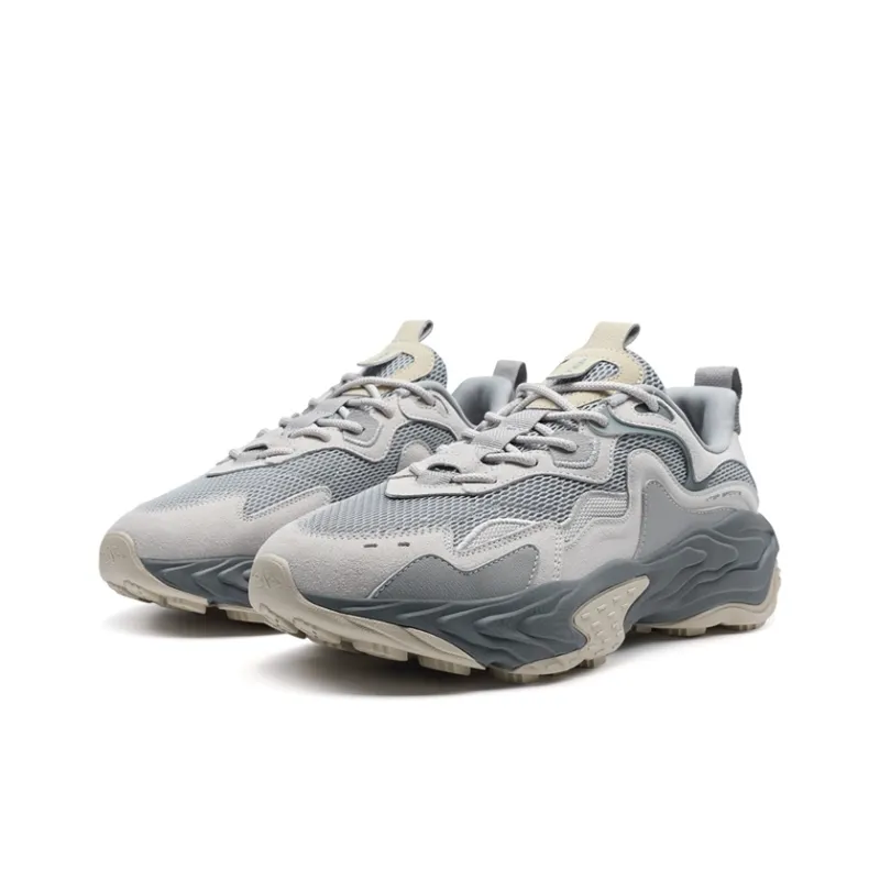 XTEP Surfing Lightweight Height Increasing Coverage Low Top Casual Shoes Men's Dove Gray/Plain Elegant Gray-4