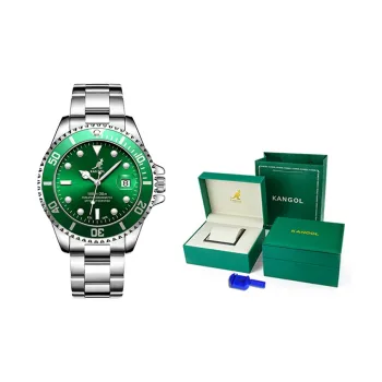 KANGOL Diver Aqua Green God Automatic Mechanical Movement Stainless Steel Watchband Watch Men's Watches Black Dial